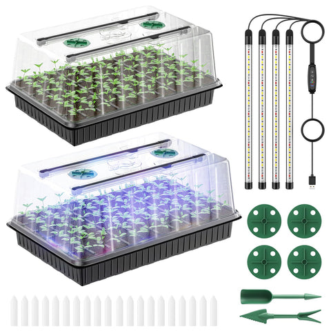 Pawfly seed starter trays 2-pack with adjustable lights for indoor seed starting.