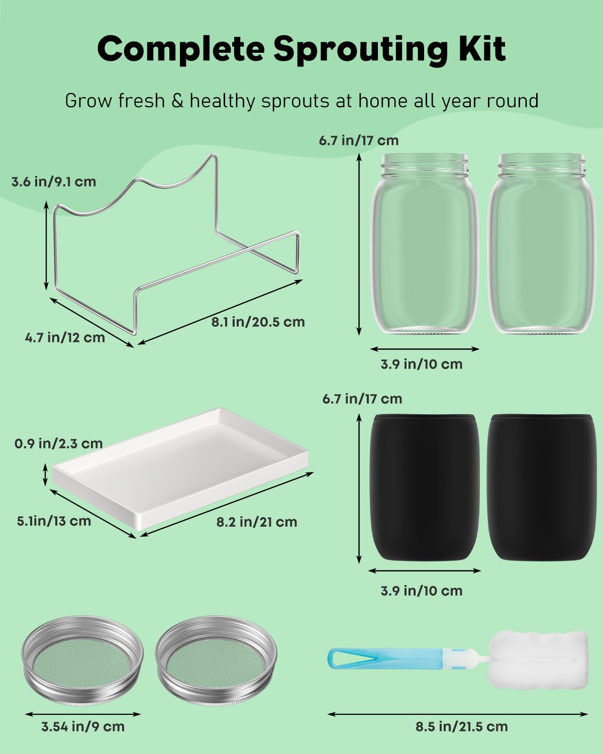 Pawfly Sprouting Kit stainless steel mesh lids for drainage and airflow