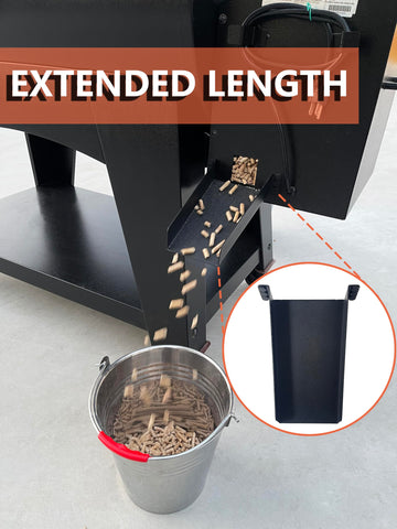 Pawsible storage-friendly chute transfers pellets cleanly to storage.