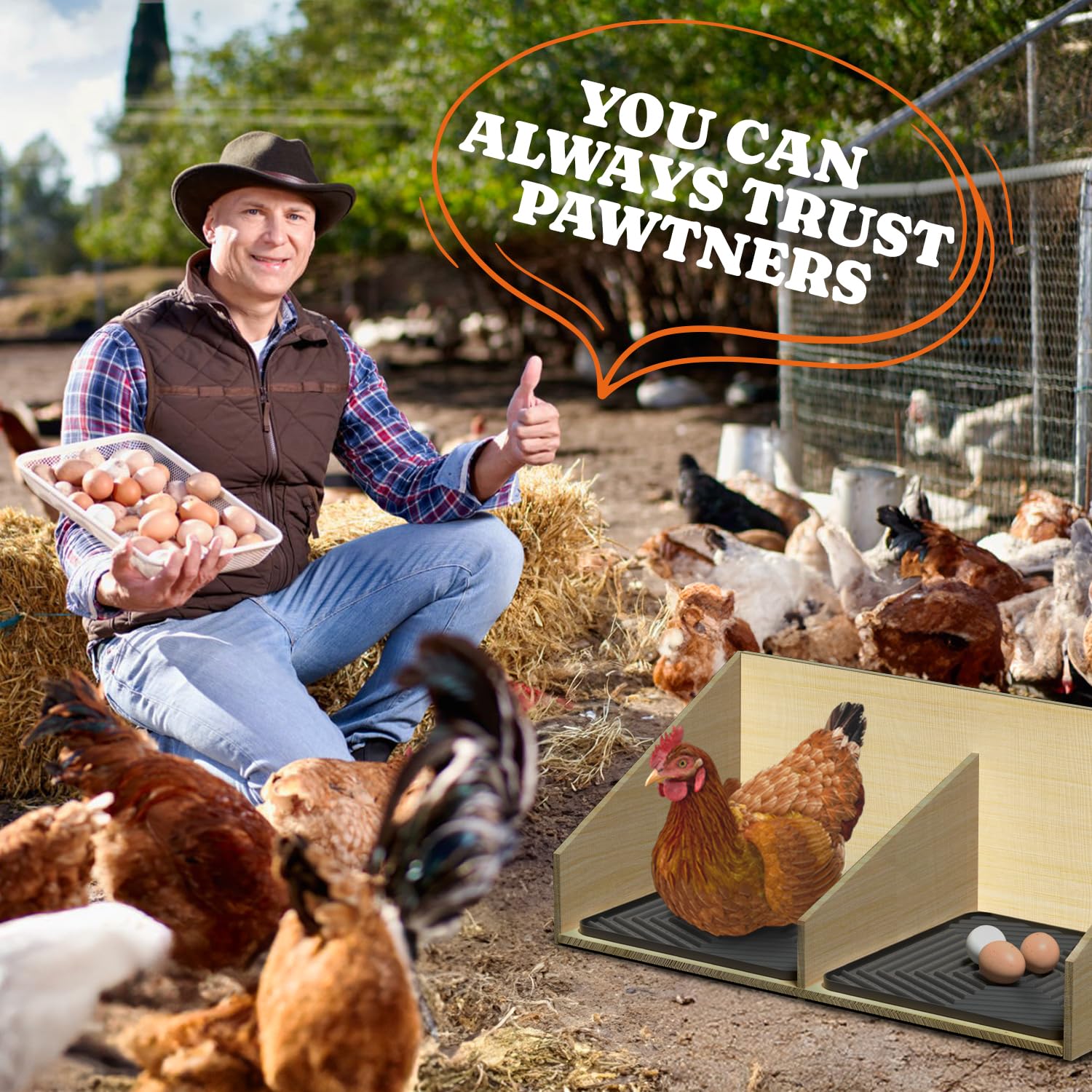 Pawtners Nesting Pads durable for active chickens and long-lasting value