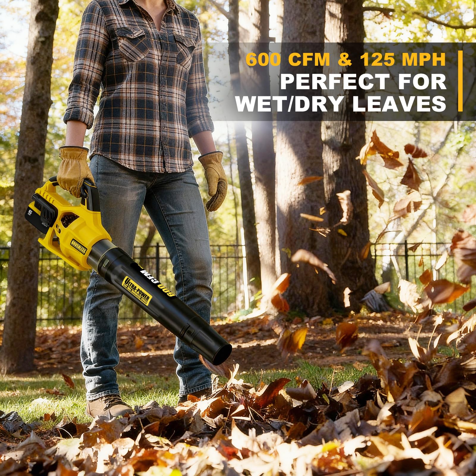 Paxwrenx 600 CFM air output clears heavy debris efficiently
