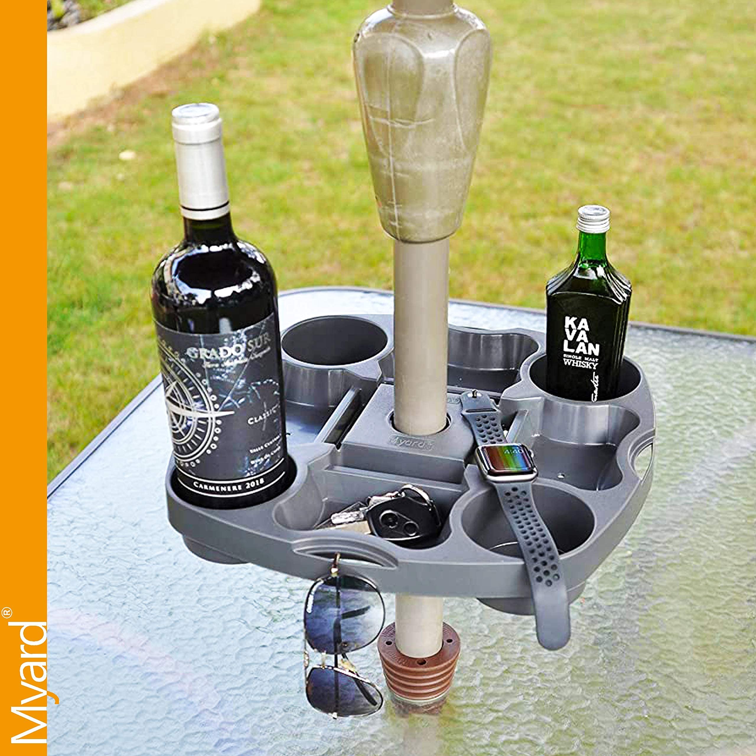 PayandPack Myard umbrella tray easy install on varied poles.