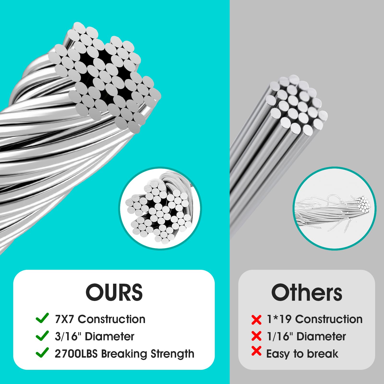 Payivsve adjustable turnbuckle enables fast tensioning and easy disassembly.