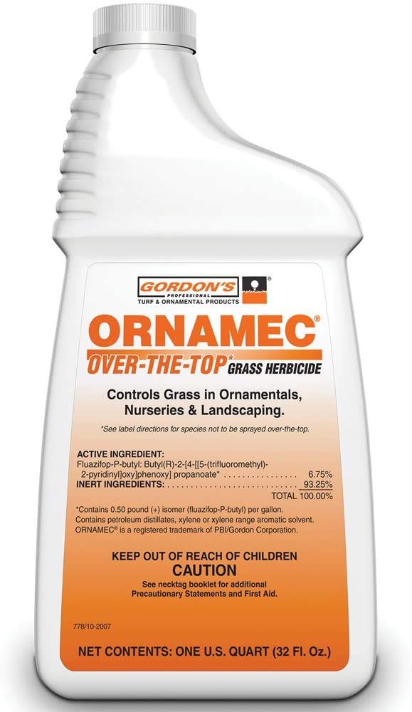 PBI Gordon Ornamec Over-The-Top Grass Herbicide bottle ready for professional landscape applications