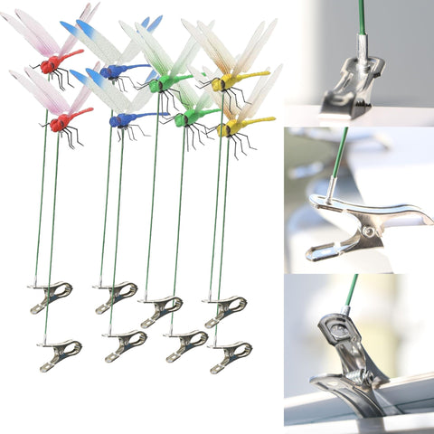 PCTC dragonfly wing clip blue front view, perfect garden decor that adds color and whimsy outdoors.