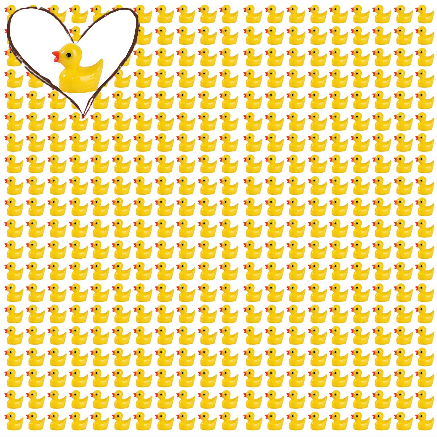 Pcxino 400-pack yellow resin ducks arranged for decor and crafts