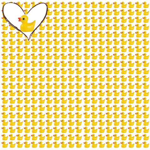 Pcxino 400-pack yellow resin ducks arranged for decor and crafts