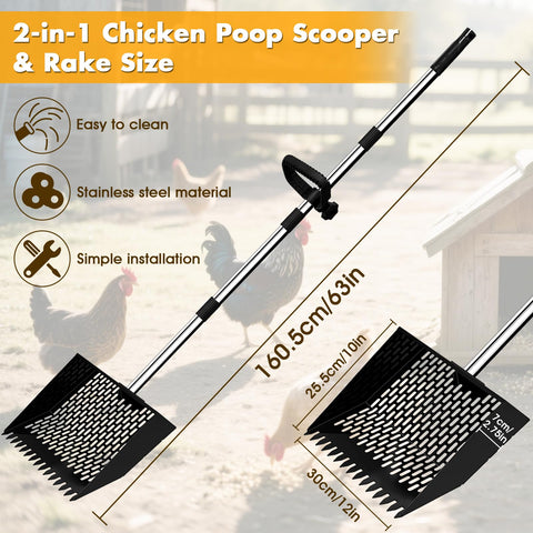 pdpdoc 63in-long-handle-scoop-rake ideal for back-friendly cleanup.