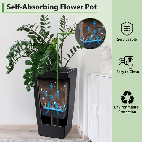 PeakPursuit tall planter in living room setting adds height and elegance.