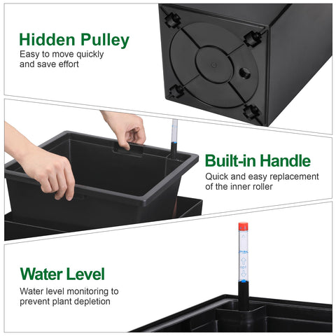 PeakPursuit planter with separate water inlet simplifies watering and cleanup.
