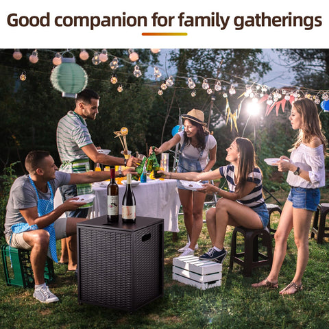 PeakPursuit Propane Tank Cover Table side with handles enables easy relocation.