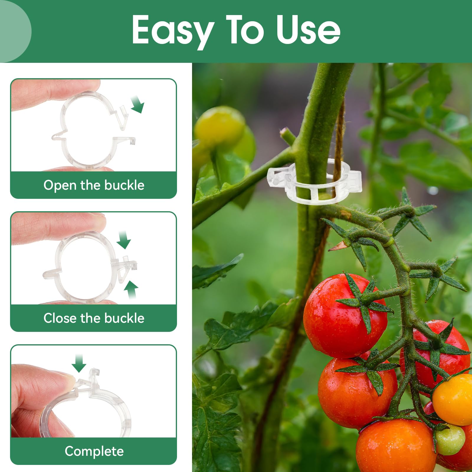PEASUG plastic garden clips are heat resistant for long-season use.