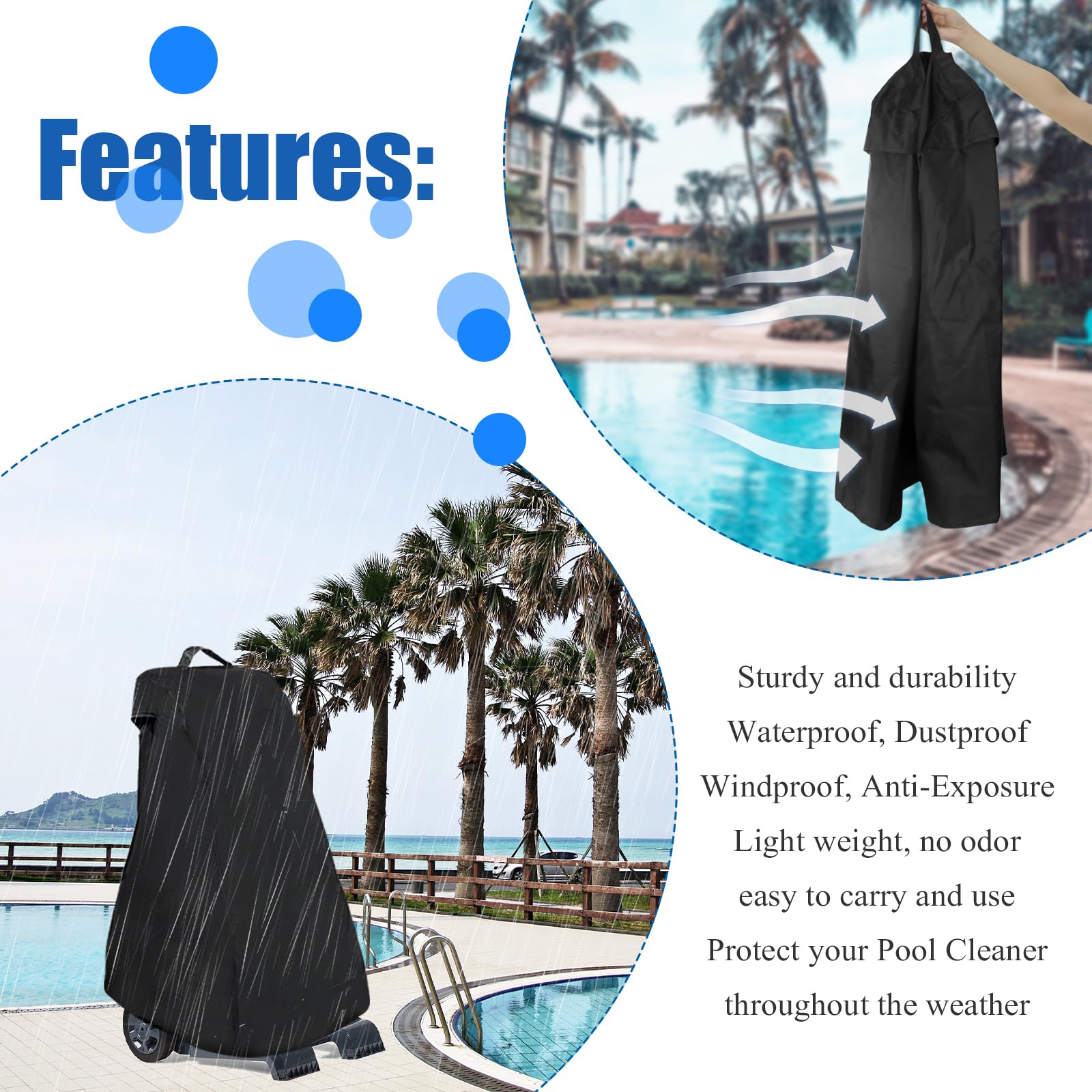 PEATOVIE shield with adjustable straps keeps the cleaner secure during wind.