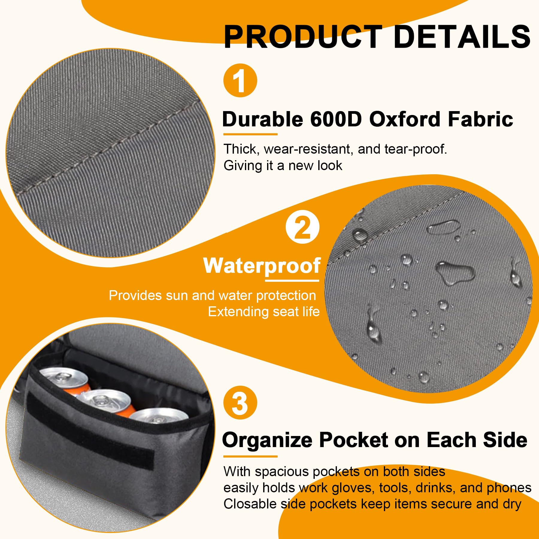 Peatovie seat cover fits 12.5–14 inch seat backs across brands.