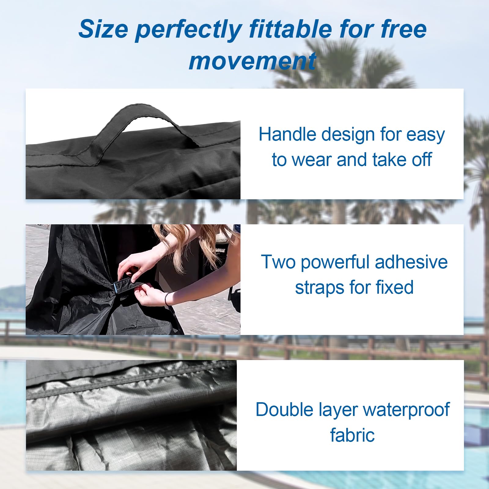 PEATOVIE cover top handle allows easy on/off and storage.
