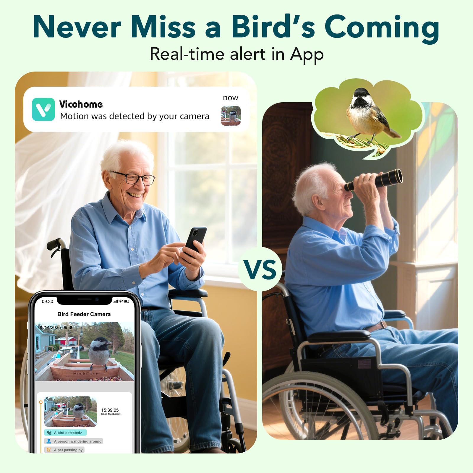 PeckCam Bird Feeder camera 4MP 2K video captures vivid feathers.