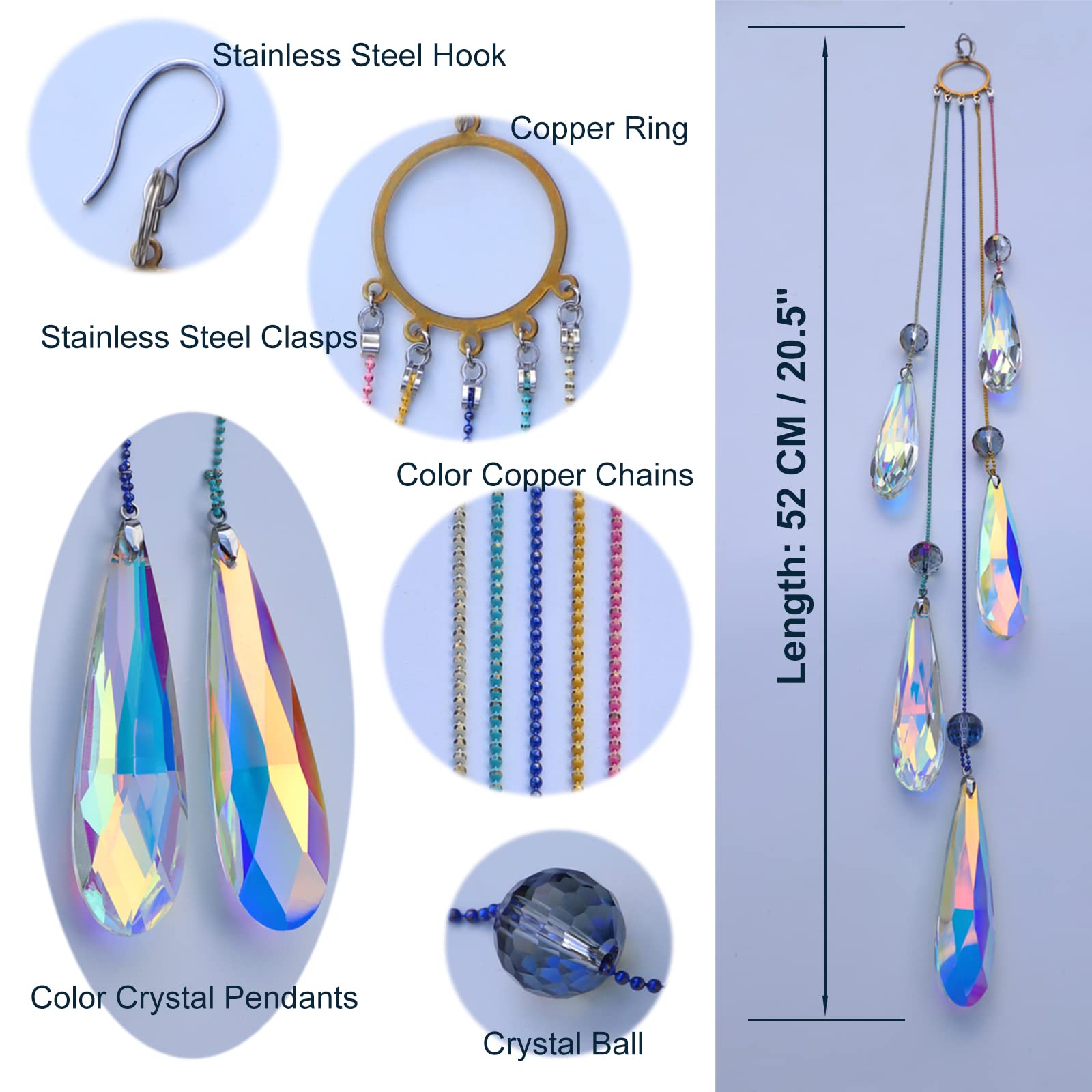 PEDOBO crystal AB color changing pendant enhances window light and mood.
