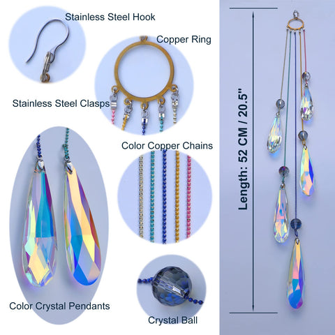 PEDOBO crystal AB color changing pendant enhances window light and mood.