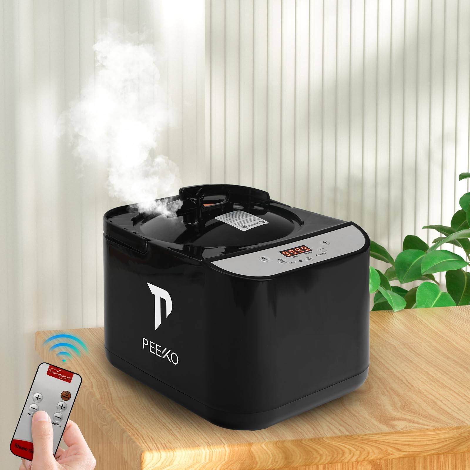 PEEKO 1500W heating for rapid warm-up and steady steam.