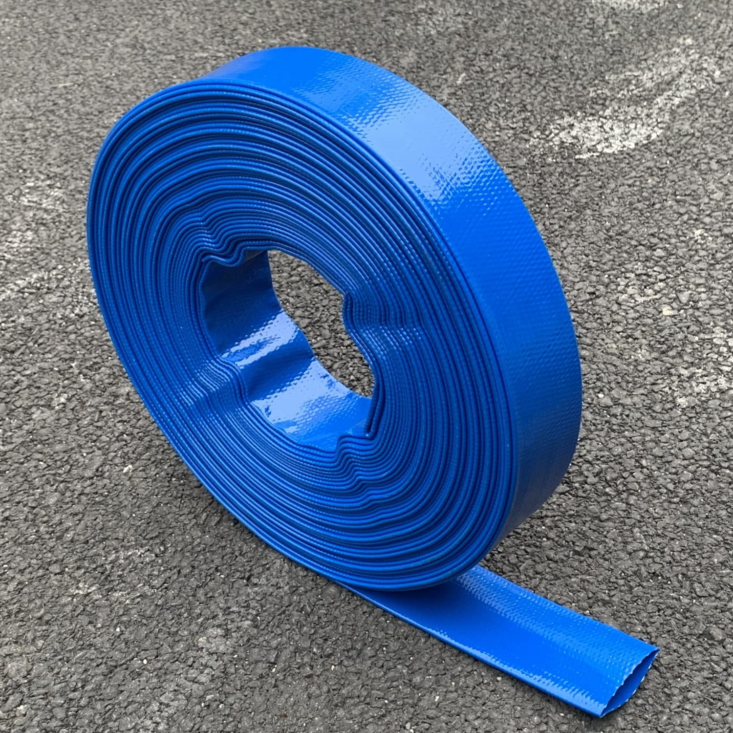 PEISONGFEI flat discharge hose highlights long 100ft length for easy reach.