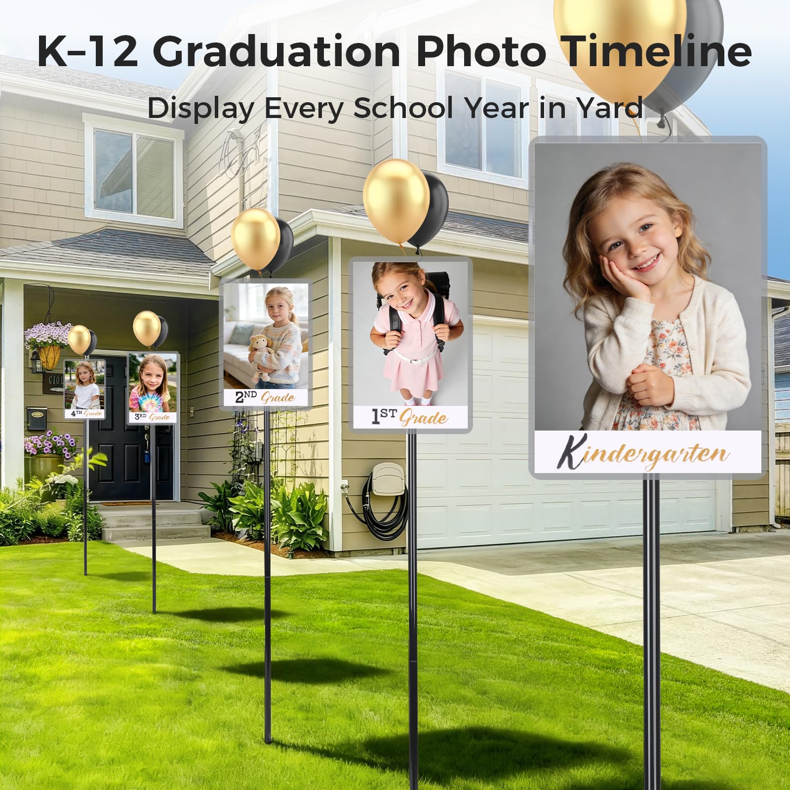 PEJOURI graduation yard signs with heavy-duty stakes stay upright on grass.