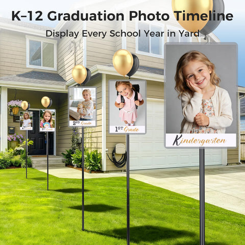 PEJOURI graduation yard signs with heavy-duty stakes stay upright on grass.
