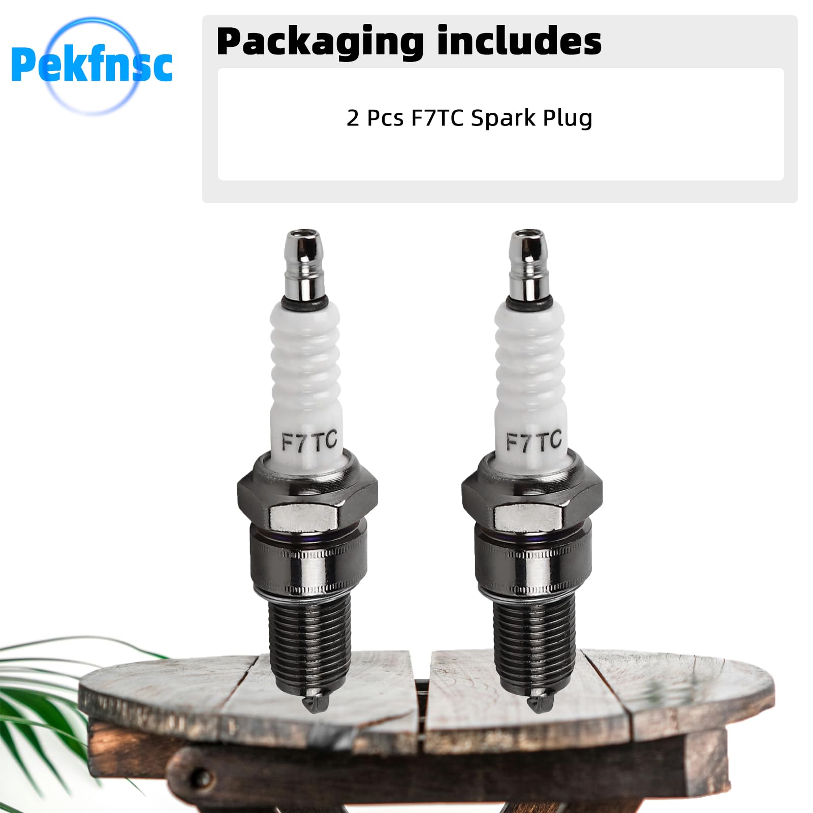 Pekfnsc F7TC spark plug on a generator shows broad compatibility.