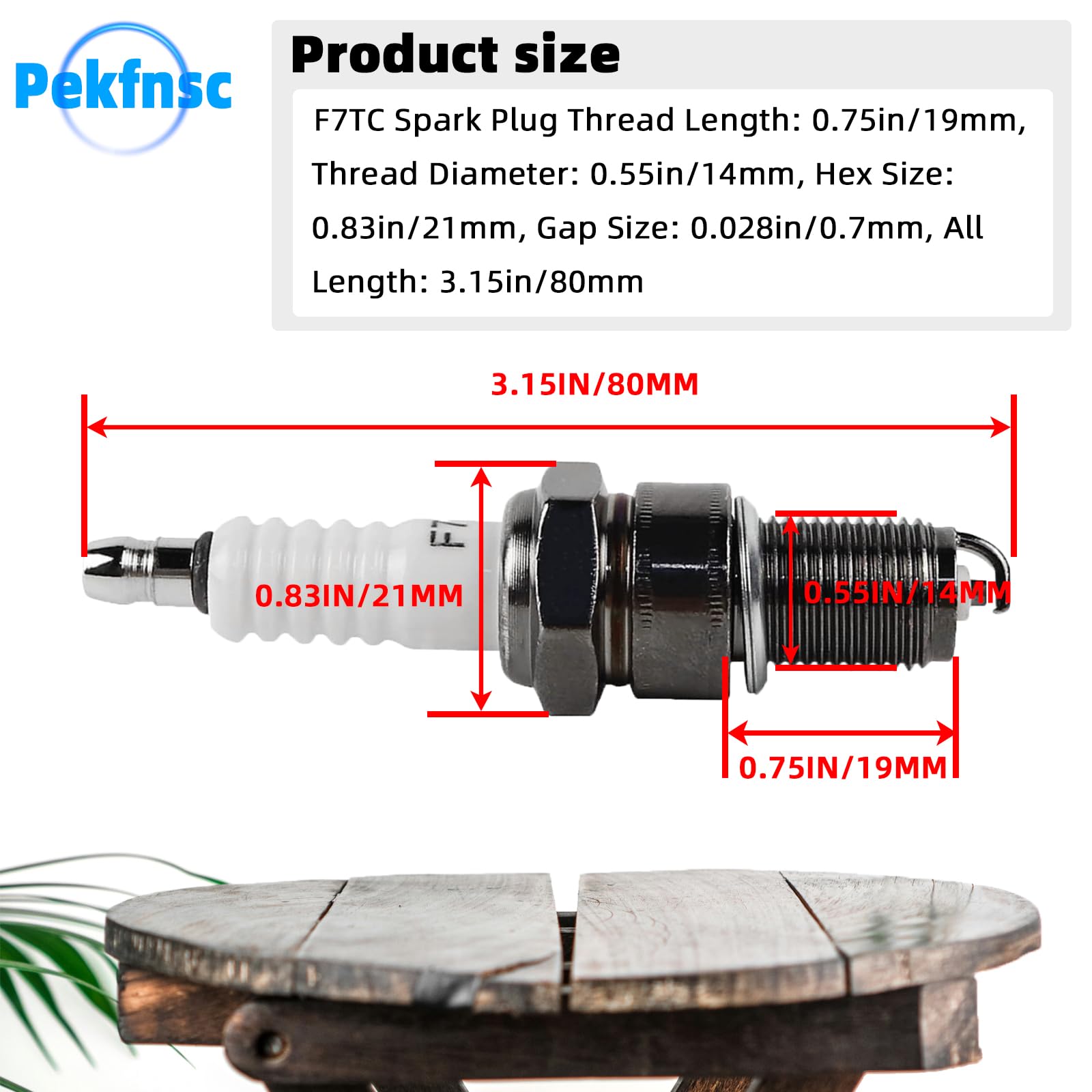 Pekfnsc F7TC spark plug packaging showing a convenient 2-pack.