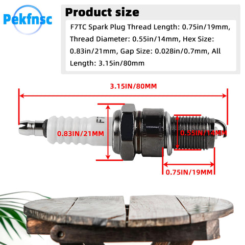 Pekfnsc F7TC spark plug packaging showing a convenient 2-pack.
