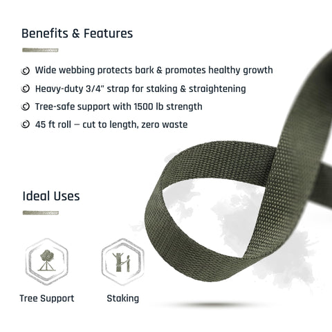 Pelican Rope tree ties prevent branch movement during windy days.