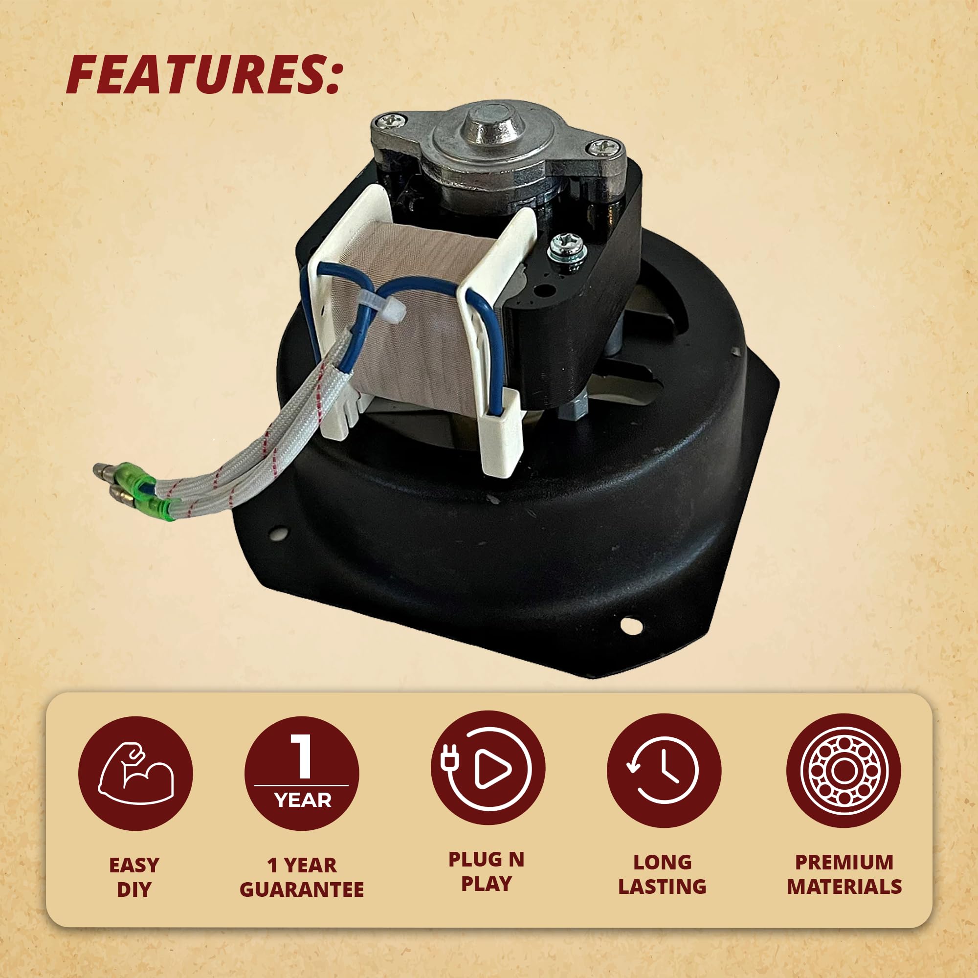 Pellethead GMG fan installation guide image supports quick setup.