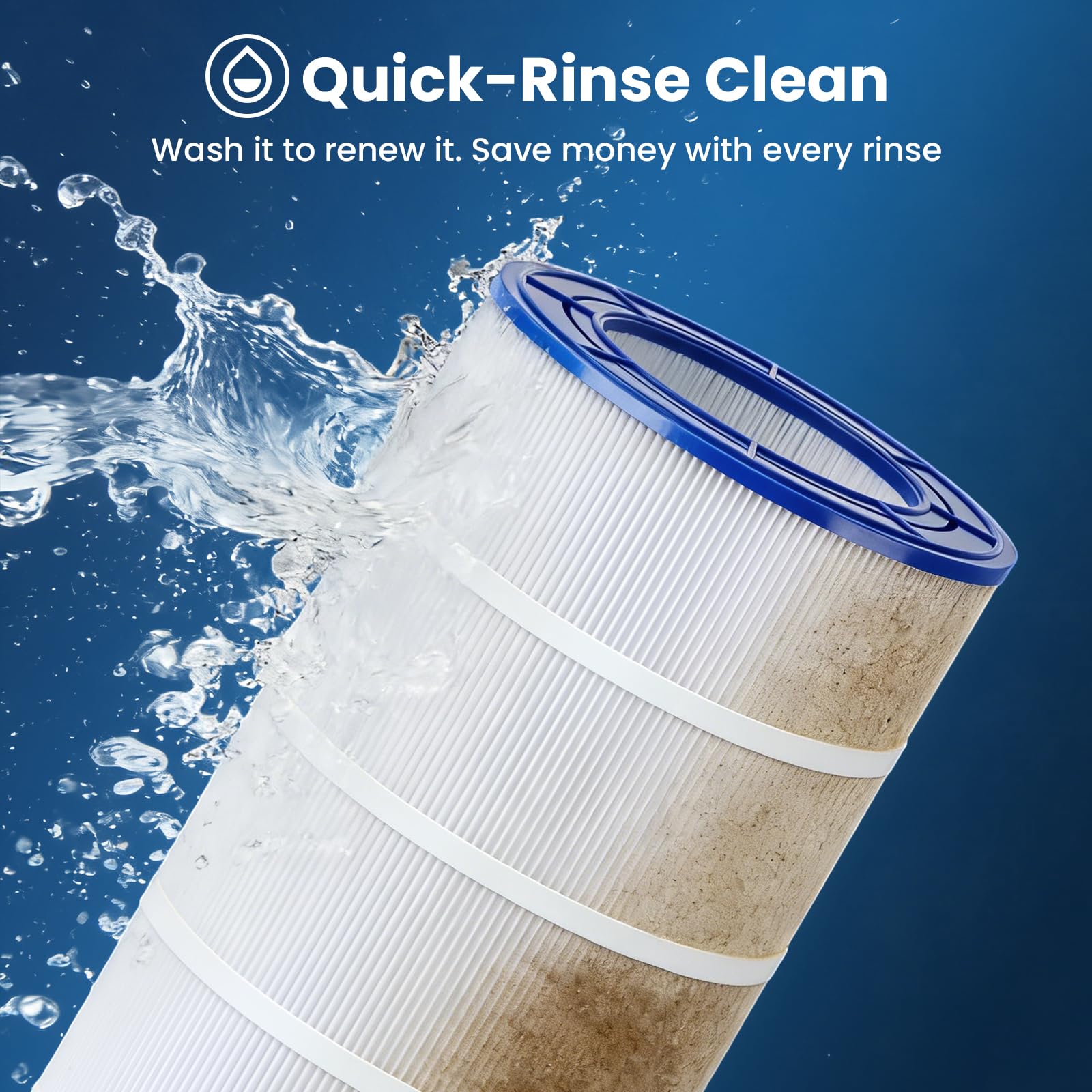 PELLUCID filter technology provides strong dirt holding and chlorine resistance