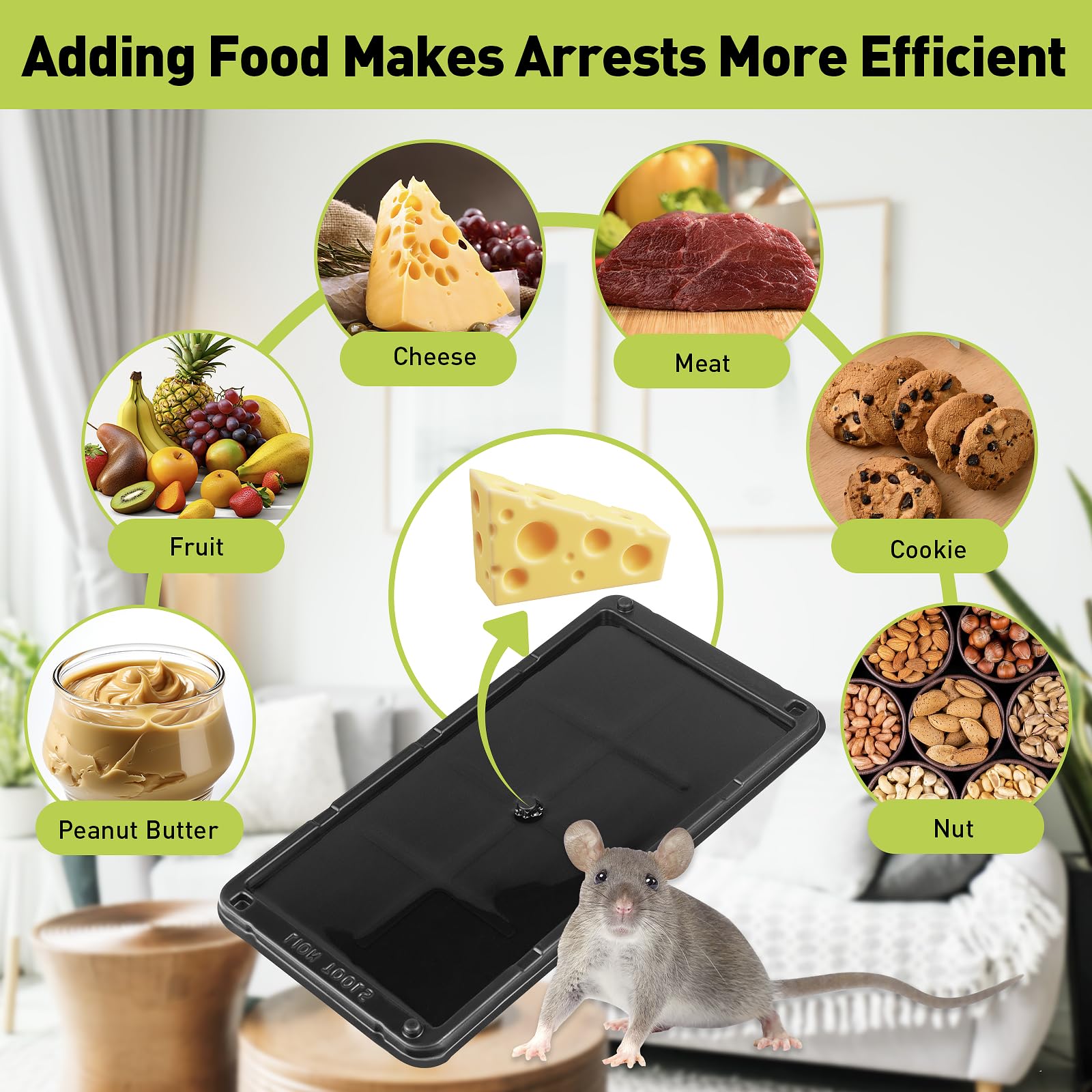 Pelrayt glue trap mice capture demonstrates effective indoor pest control.