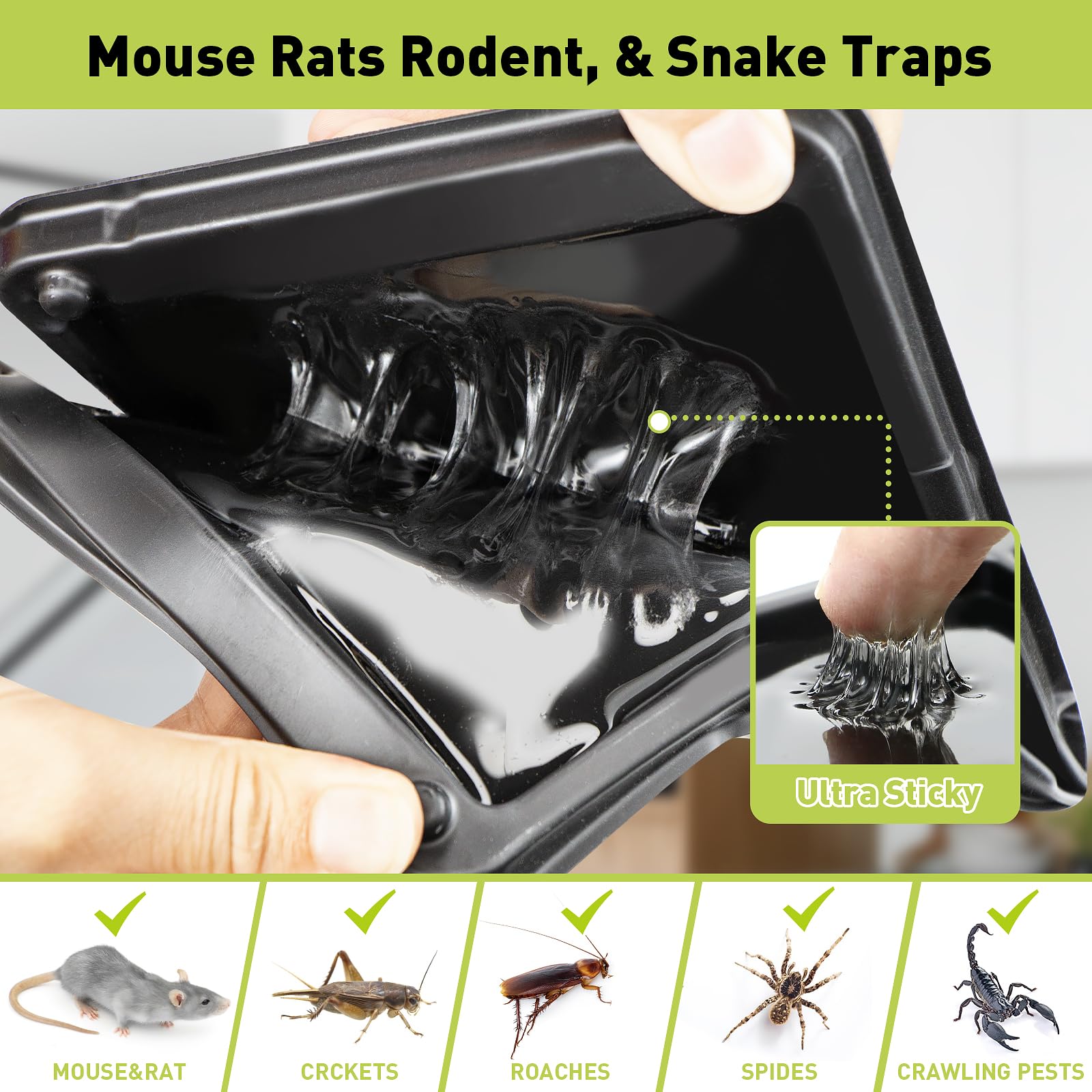 Pelrayt glue trap prebaited scent attracts pests and simplifies placement.