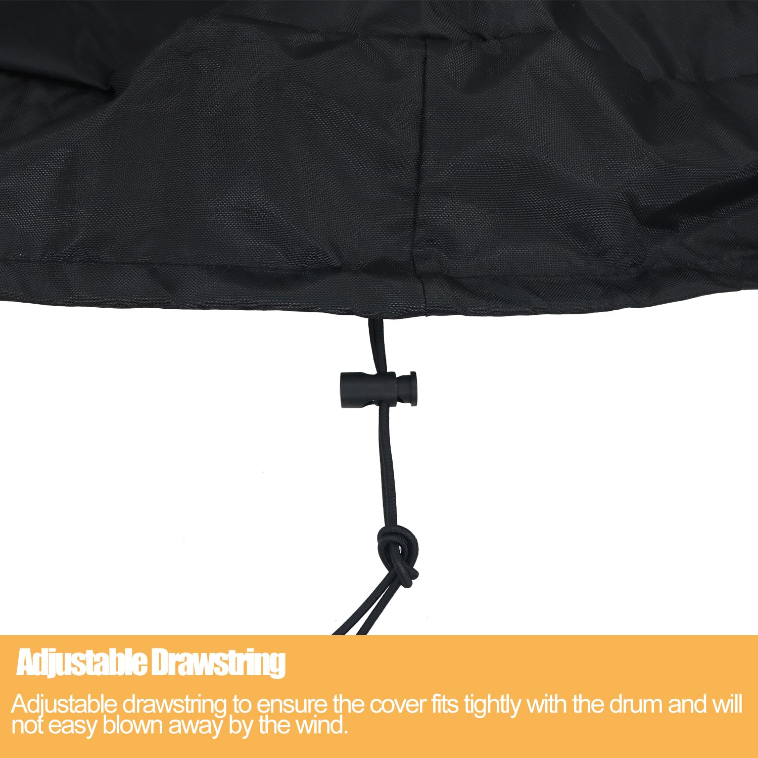 Pemaly stretchable drum cover with drawstring ensures a secure, wind-resistant fit.