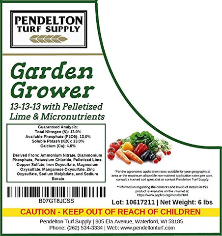 Pendelton Turf Supply Garden Grower fertilizer spread on soil supports even nutrient distribution