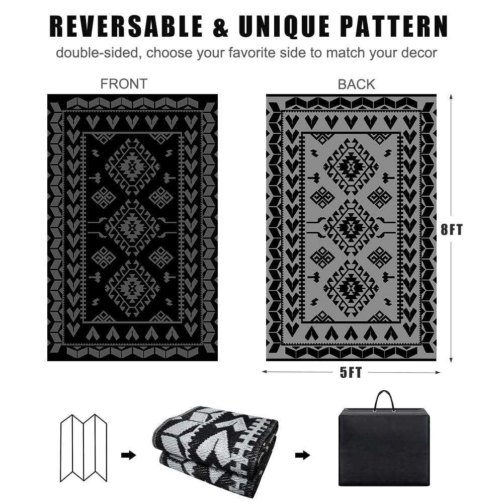Pendolr two-sided black and gray rug for easy style changes