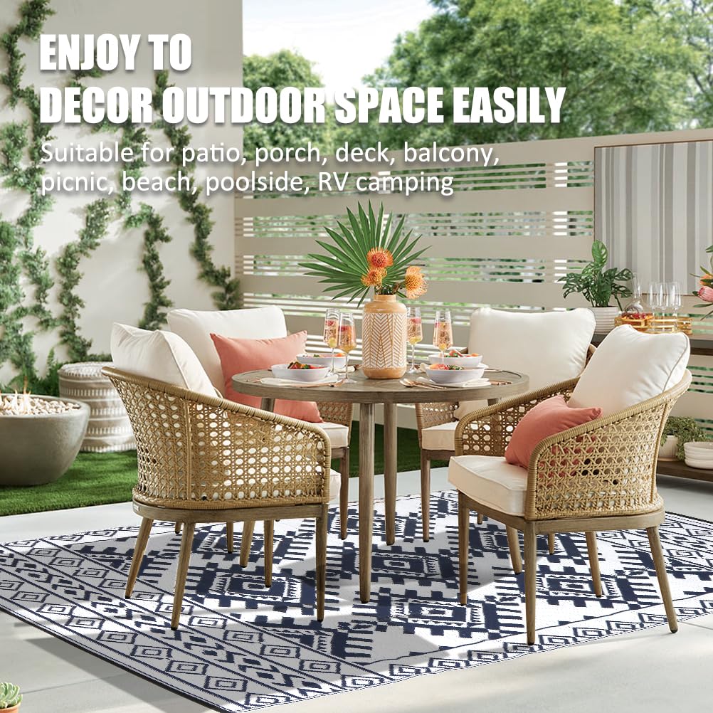 Pendolr UV-protected outdoor rug resists sun damage.