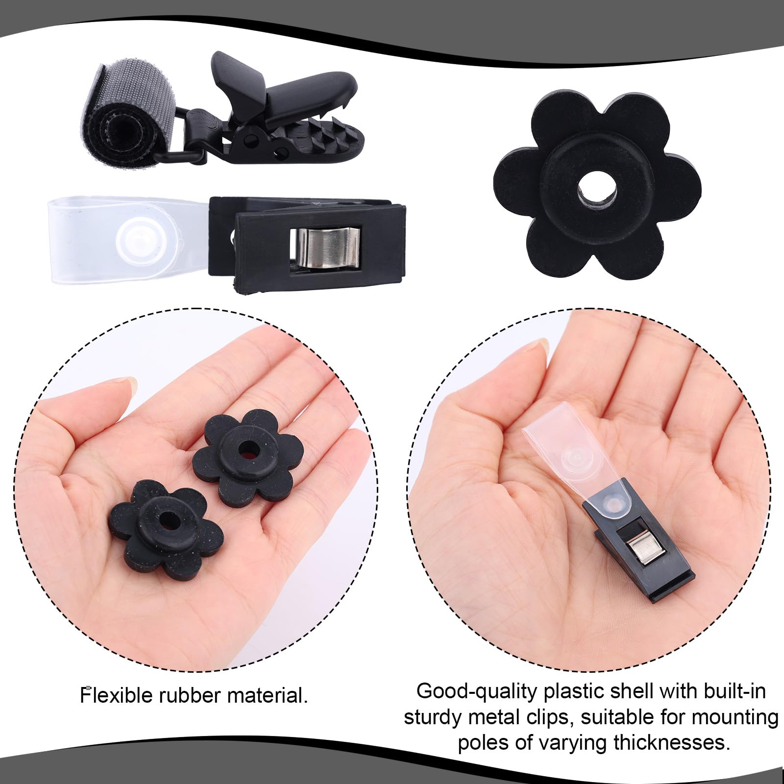 Penitue magic patch clips grip flag poles with easy, tool-free setup.