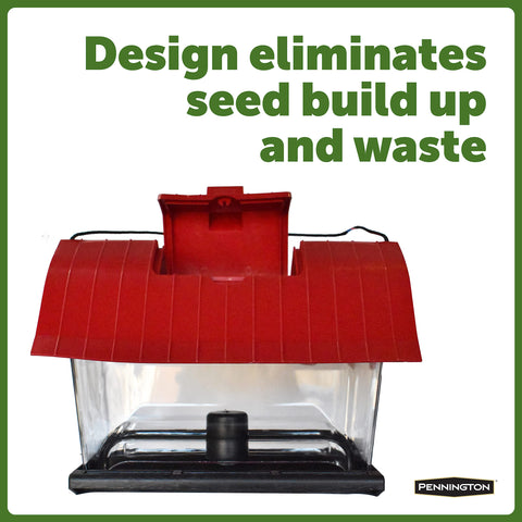 Pennington Country Barn Hopper Feeder drainage holes; keeps seed fresh and dry.