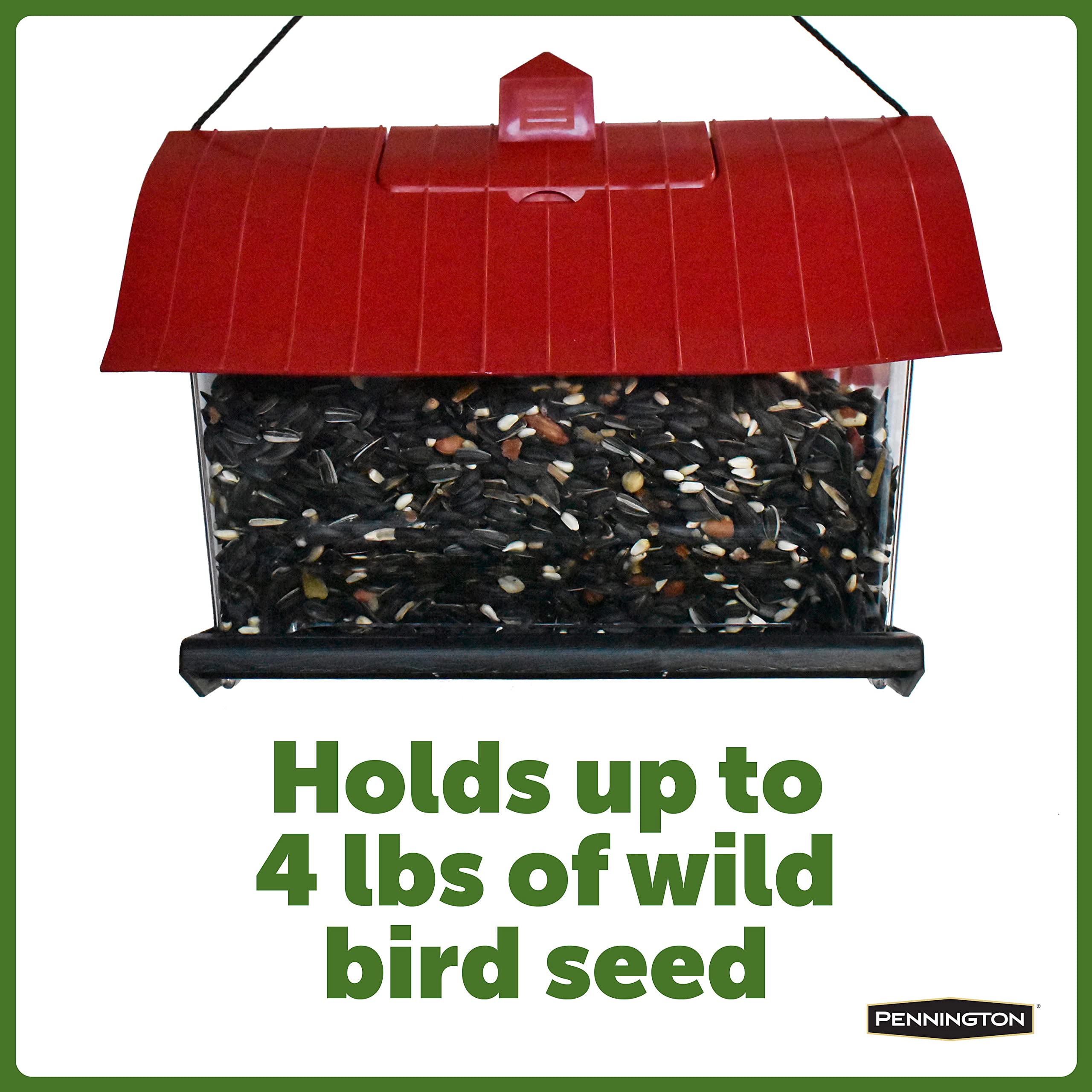 Pennington Country Barn Hopper Feeder 1 inch pole mount; easy installation.