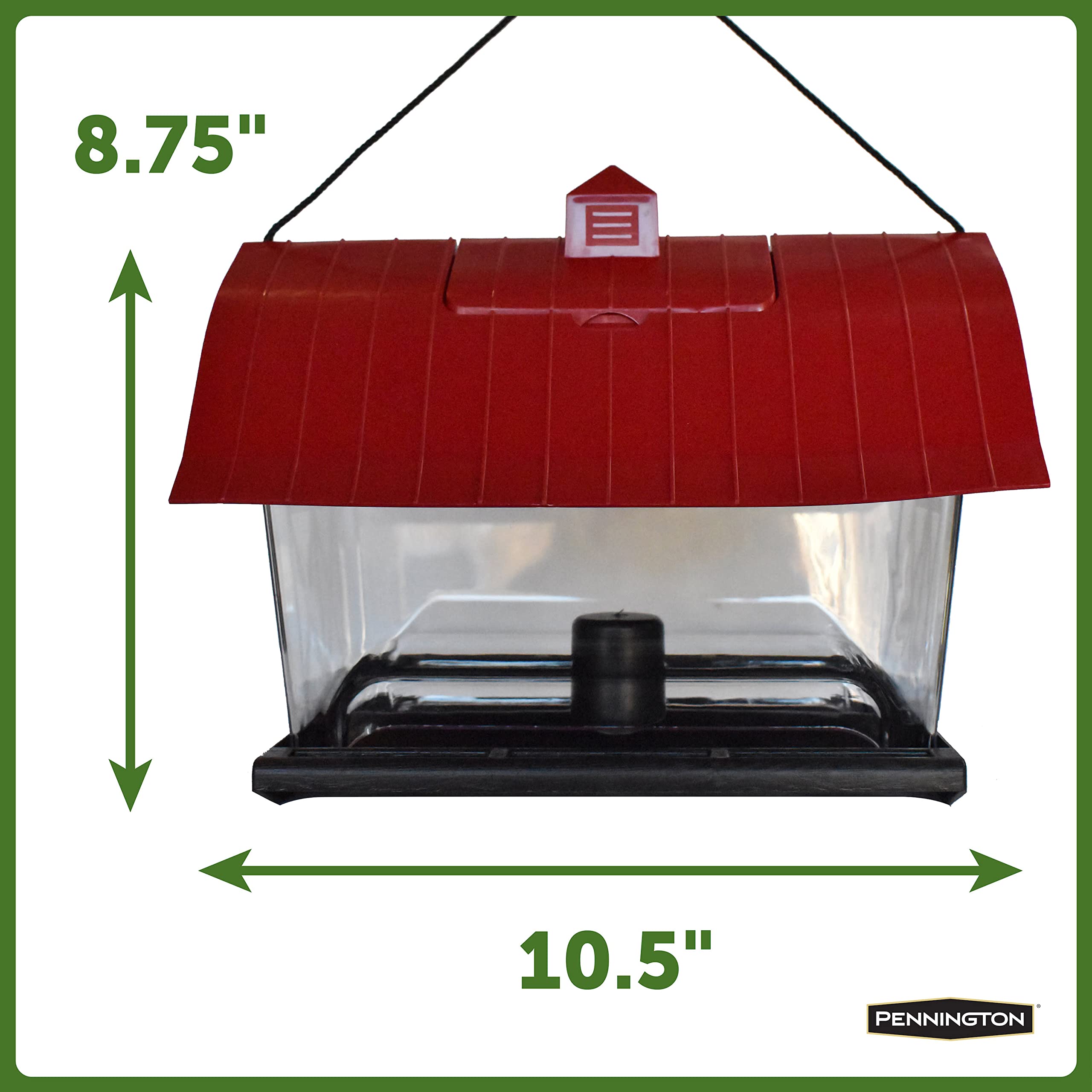 Pennington Country Barn Hopper Feeder side view; easy refill and access for maintenance.
