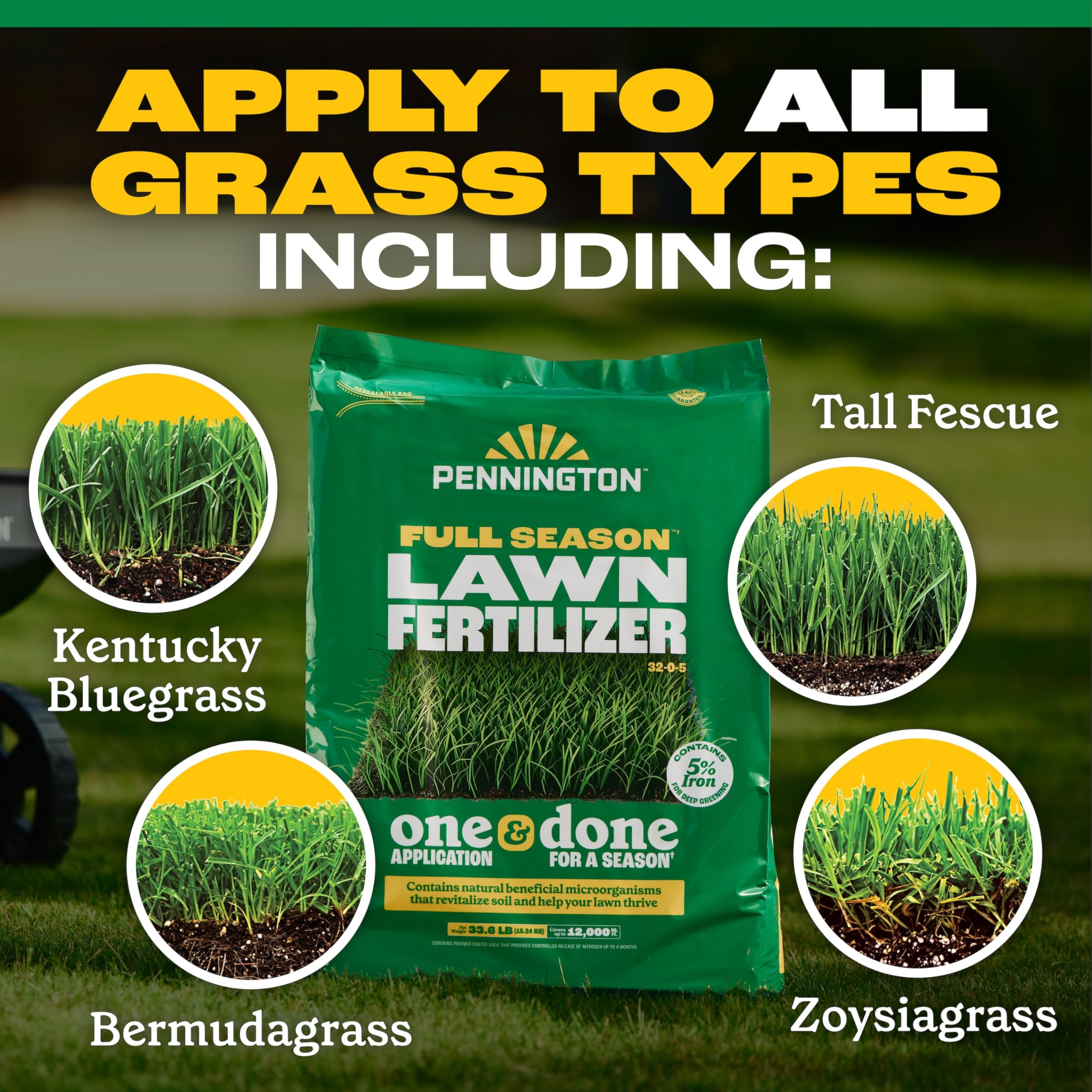 Pennington fertilizer with iron content for deeper greening