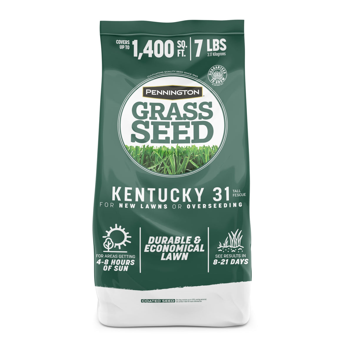 Pennington Kentucky 31 Tall Fescue seed bag ready for a durable lawn.