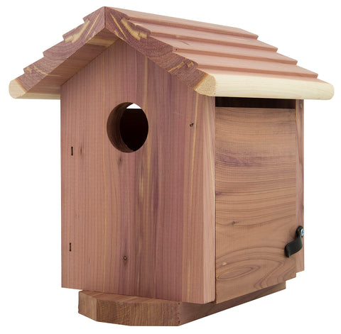Pennington Pride cedar birdhouse front view—durable exterior for backyard nesting.