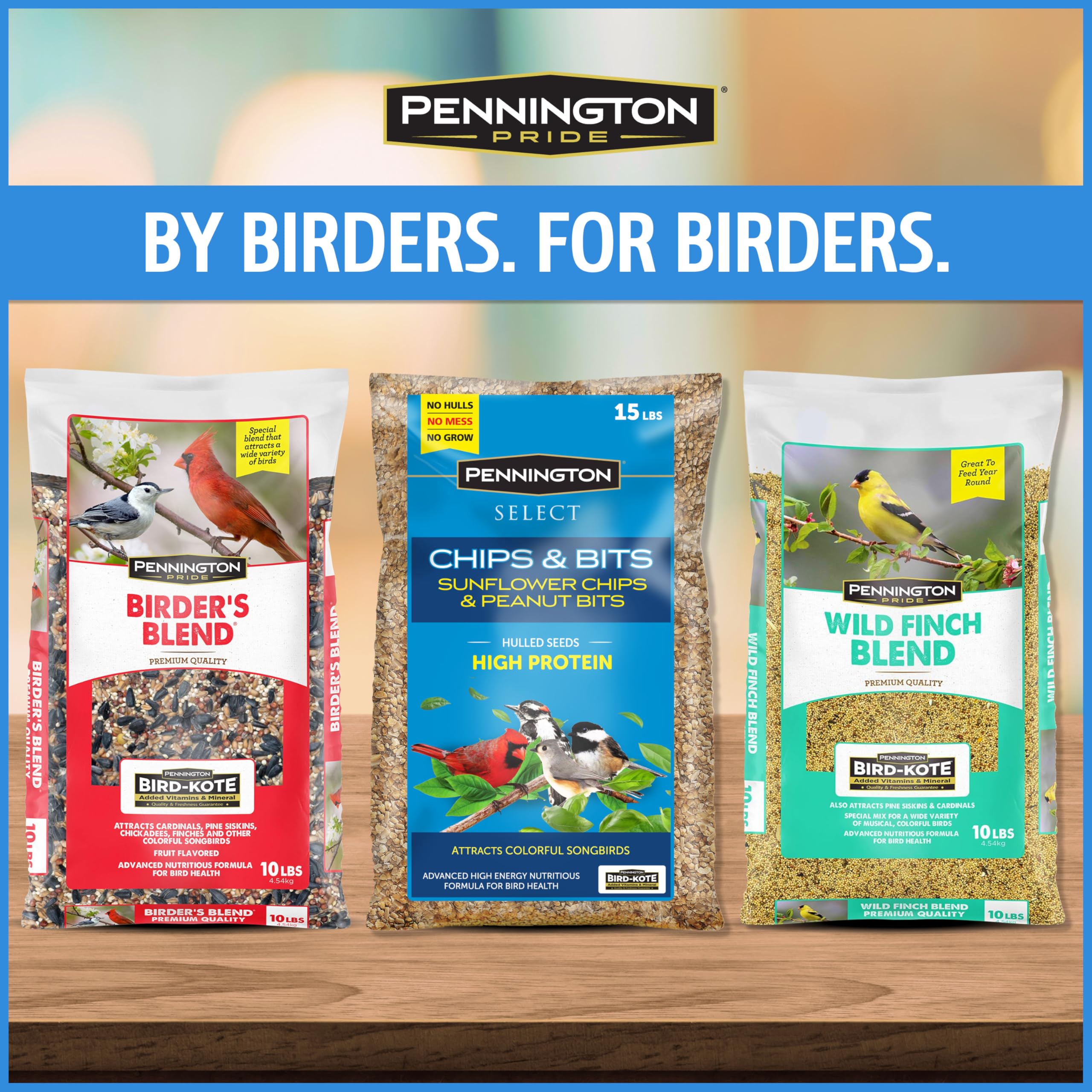 Pennington Select Chips & Bits uses BIRD-KOTE technology for balanced nutrition