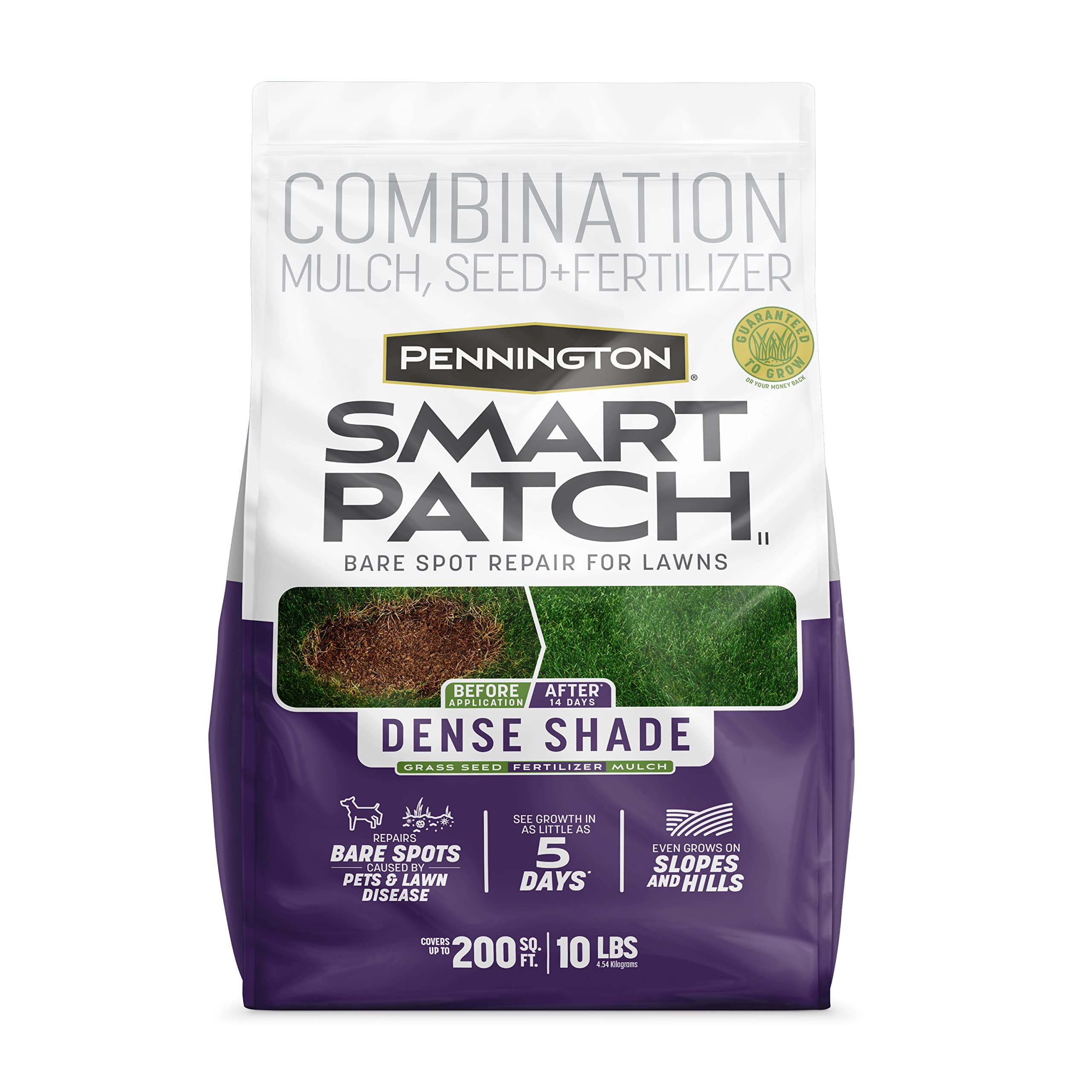 Pennington Smart Patch Dense Shade bare spot repair for a healthier lawn.