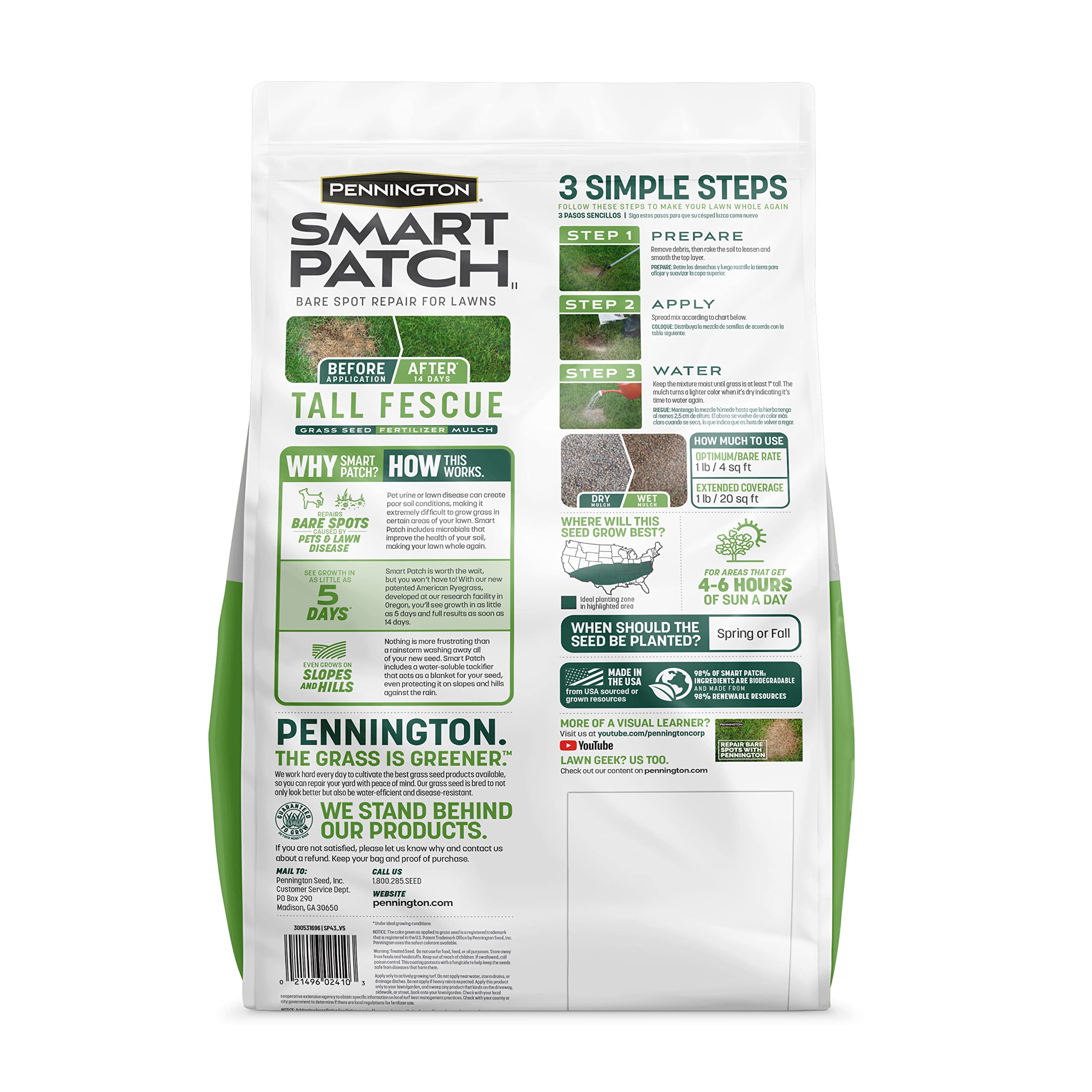 Pennington Smart Patch mulch layer protecting seed and moisture retention