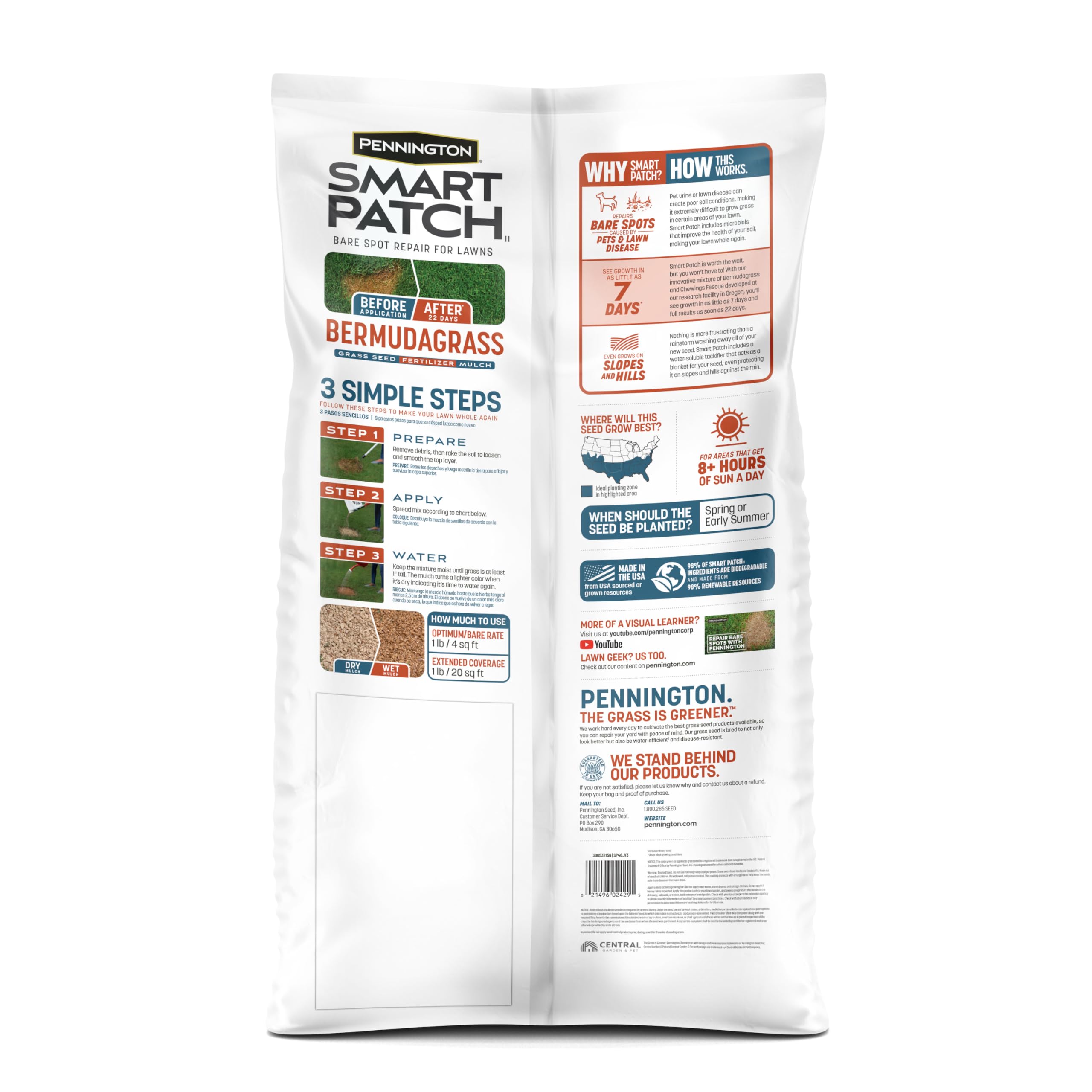 Pennington Smart Patch tackifier on slopes protects seed during rain.