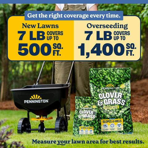 Pennington Smart Seed easy-care mix indicates less fertilizer and maintenance required.